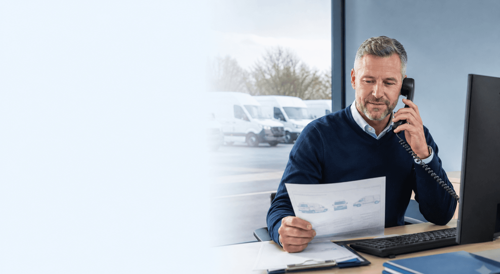 Leasing account manager preparing a commercial vehicle quote