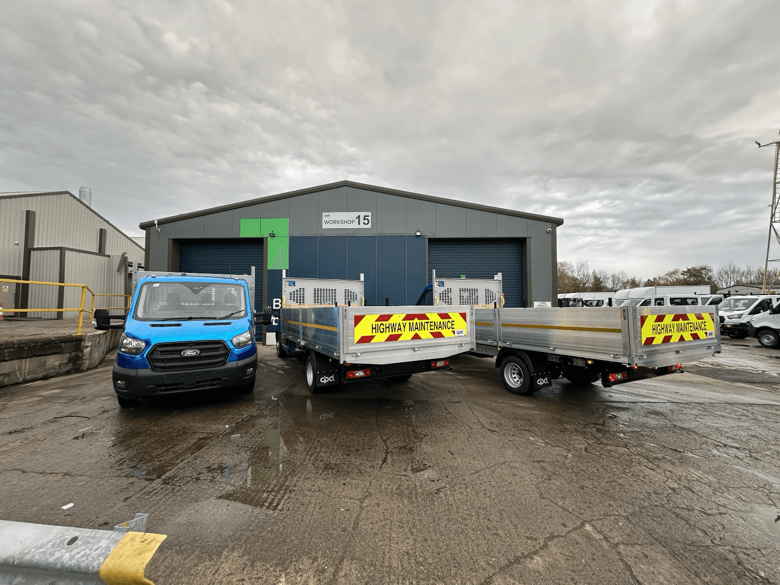 Converted highway maintenance vehicles