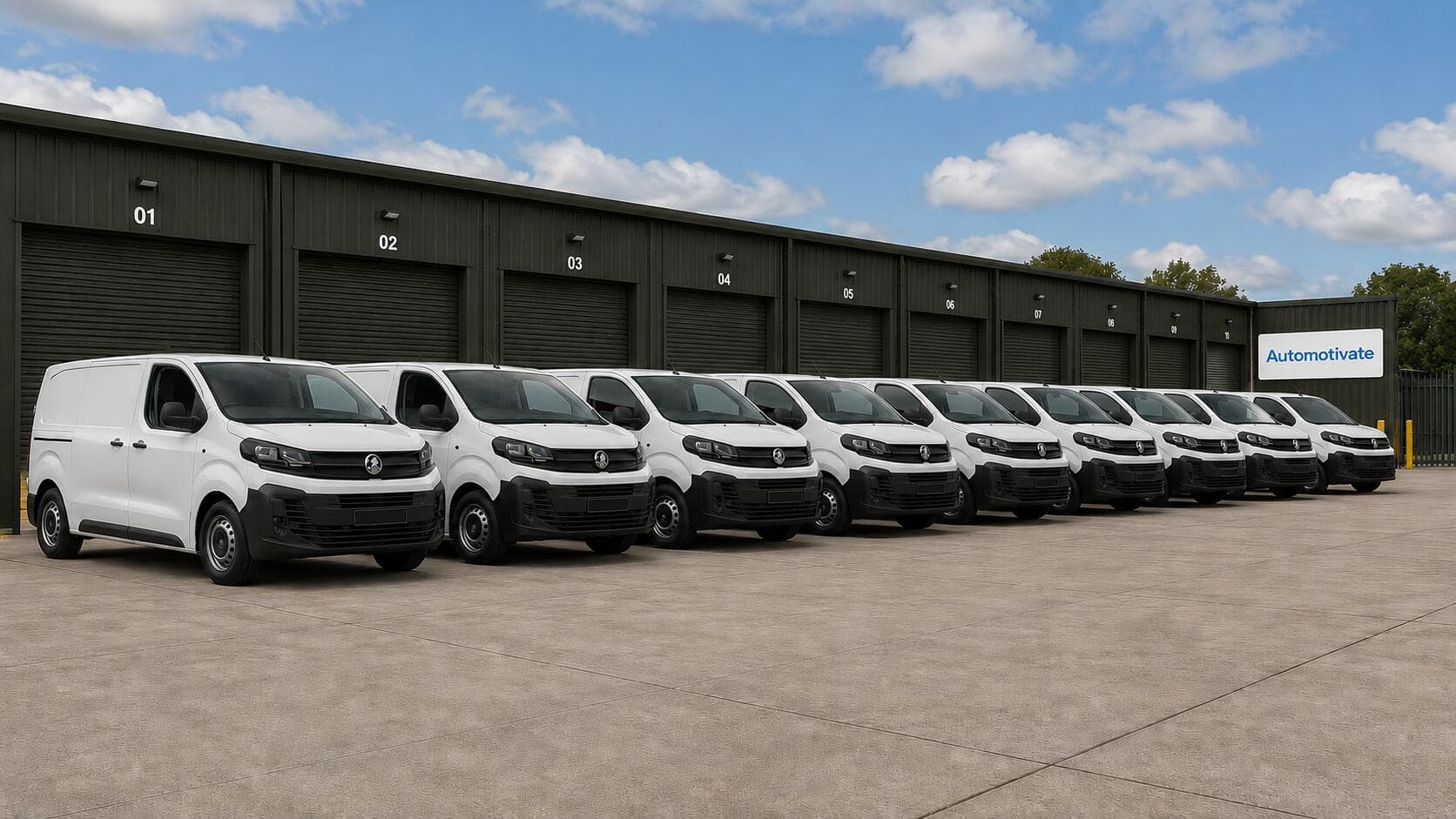 Line-up of Vauxhall commercial vehicles at Automotivate